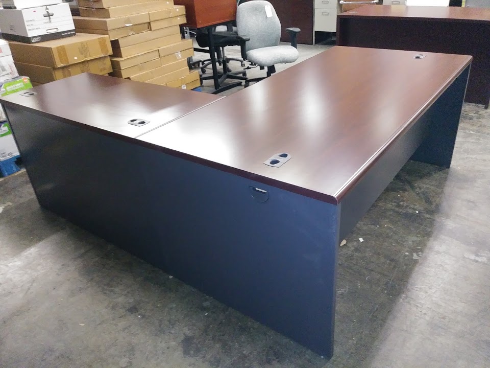 Hon Steel L Shaped Desk 38000 Series In Mahogany Charcoal A M